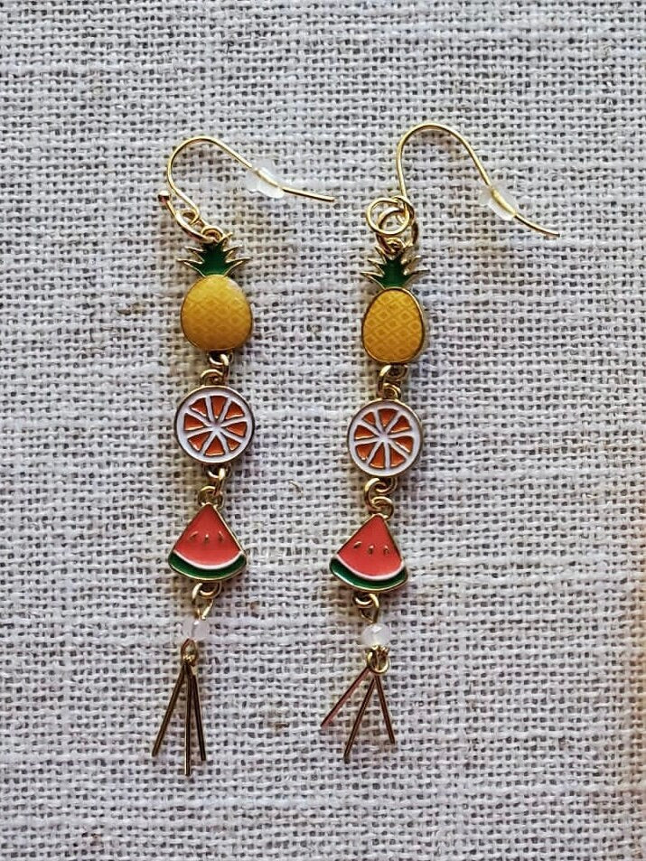 Tropical Earring: Bridesmaid gift | Beach vacation | BOHO earring| Dangle earring | Gold | Handmade earring | Festival | Date night
