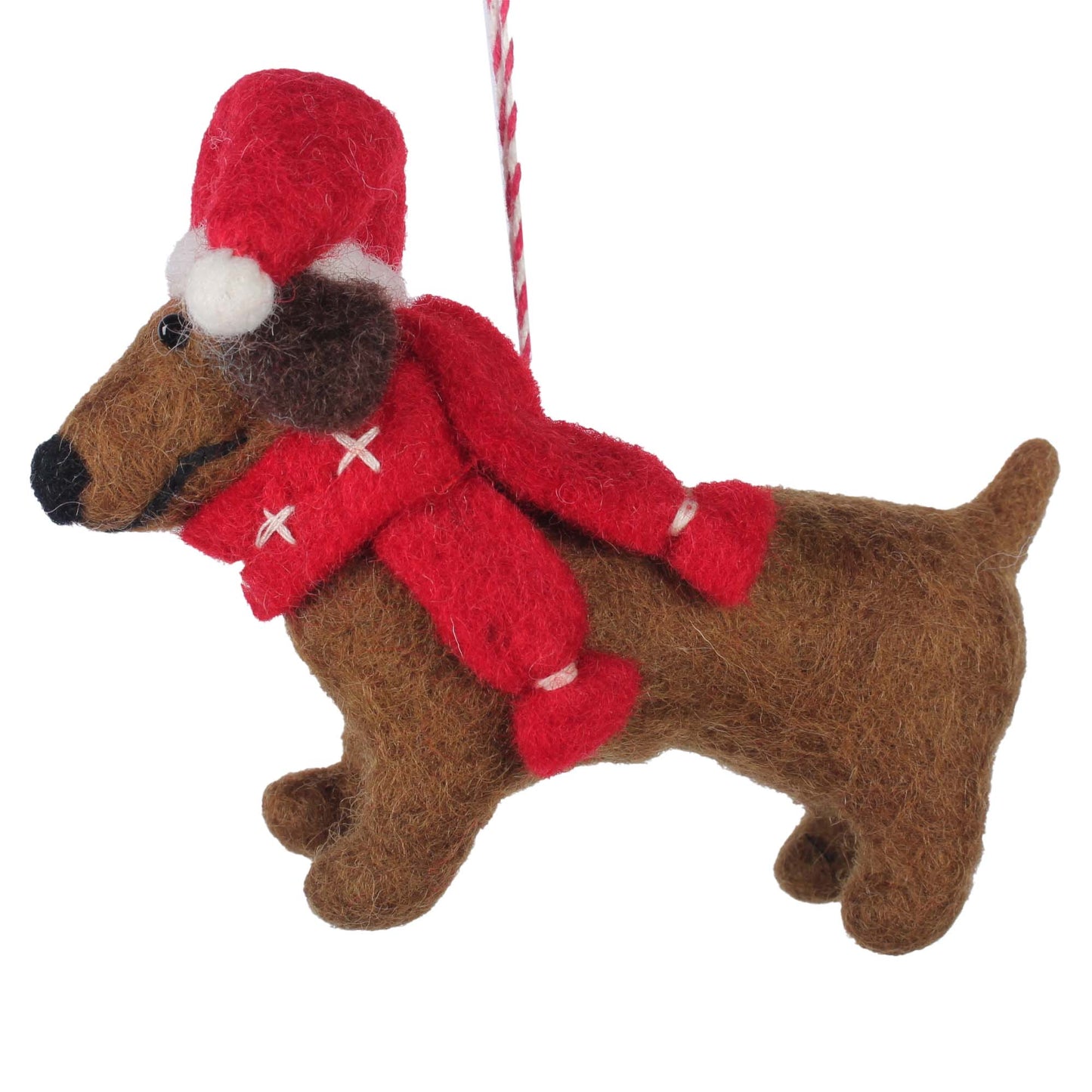 Big Dog Daschund Felt Christmas Ornament