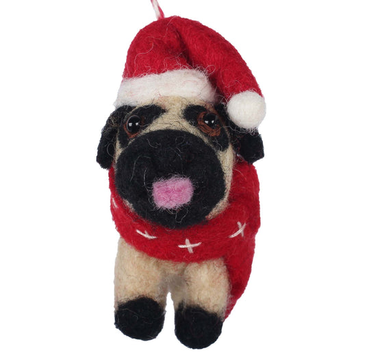Big Dog Pug Felt Christmas Ornament