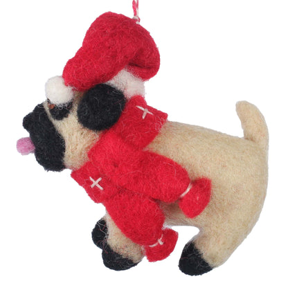Big Dog Pug Felt Christmas Ornament