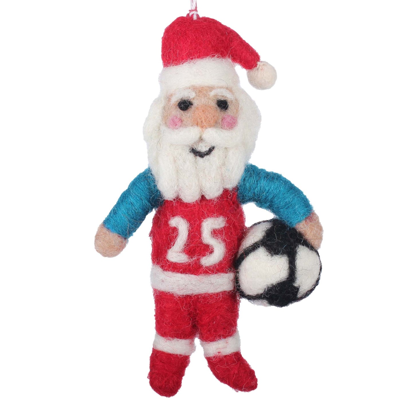 Coach Claus Soccer Felt Christmas Ornament