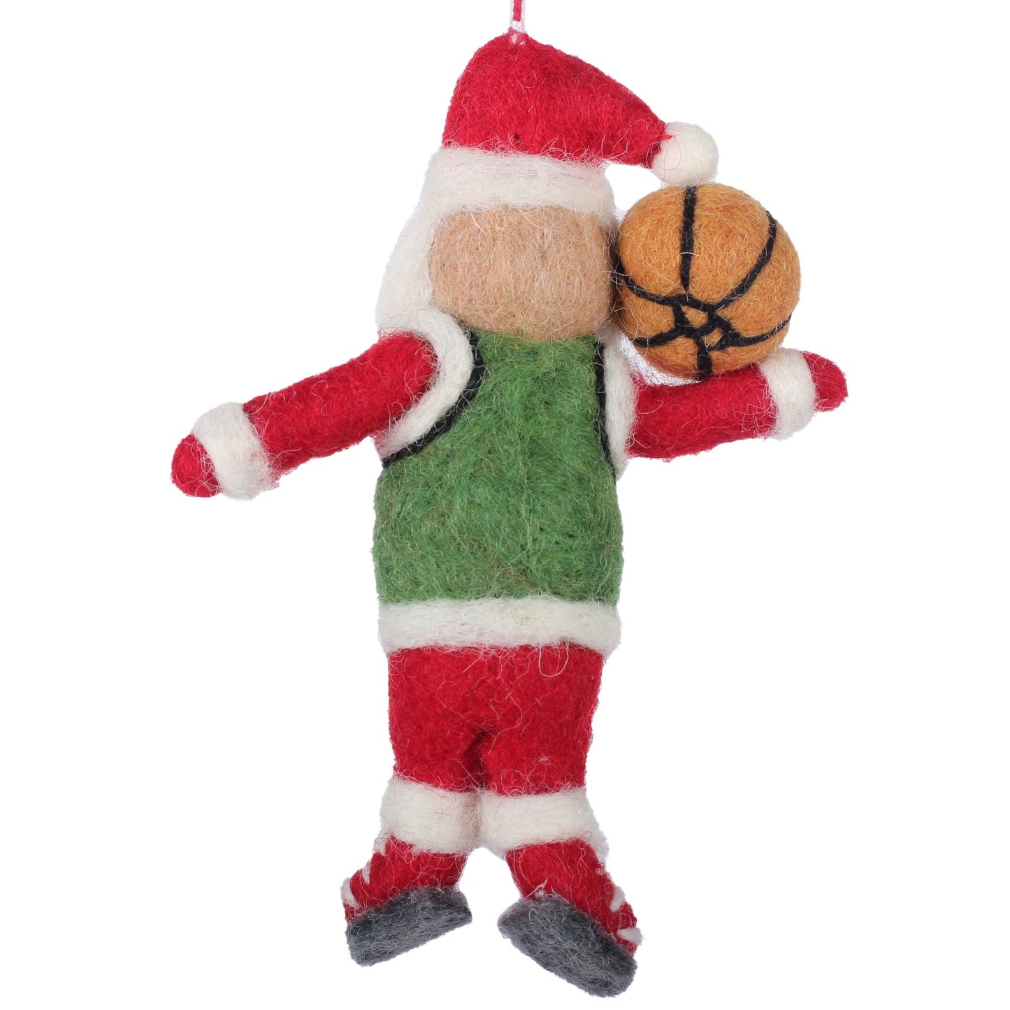 Coach Claus Basketball Felt Christmas Ornament