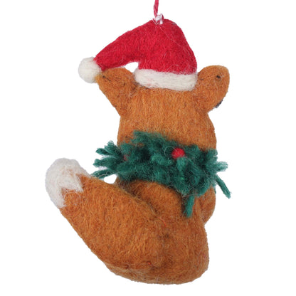 Fox and Wreath Felt Christmas Ornament