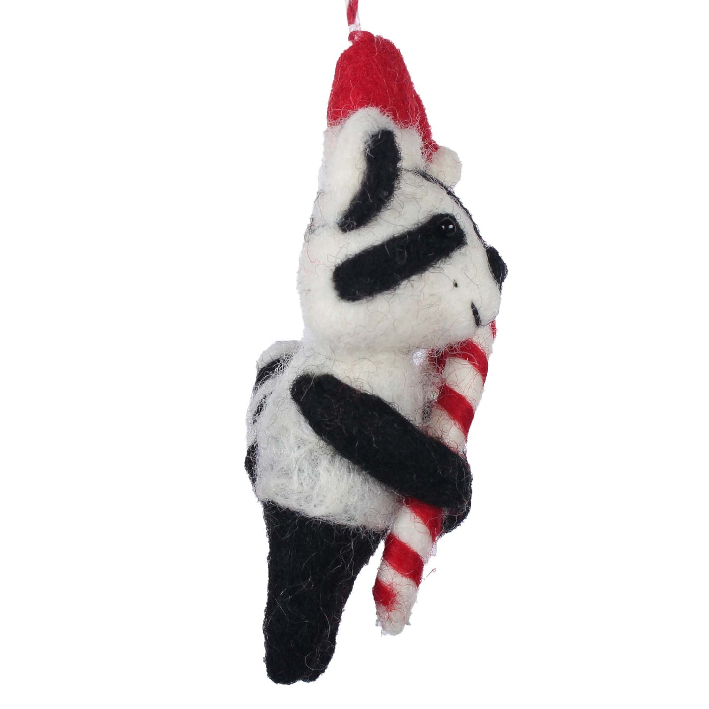 Racoon and Candy Cane Felt Christmas Ornament