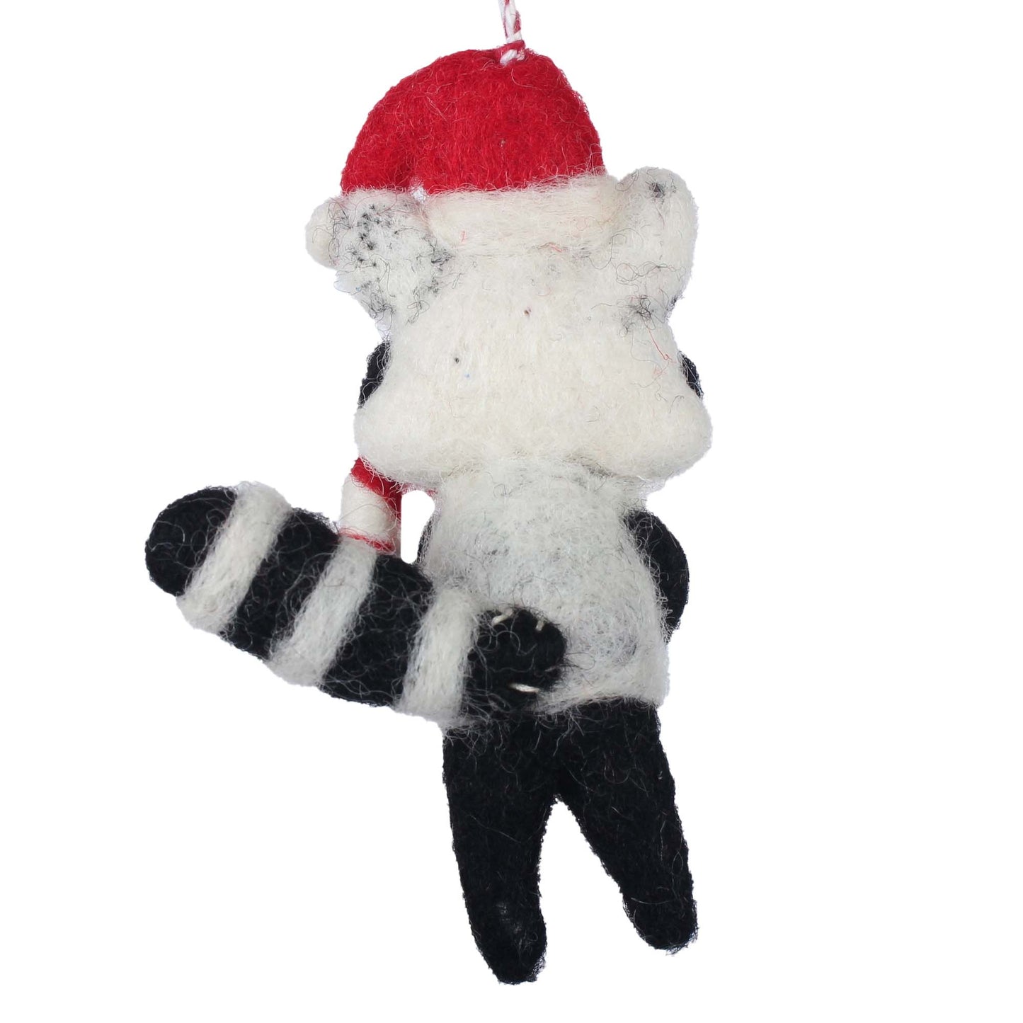 Racoon and Candy Cane Felt Christmas Ornament