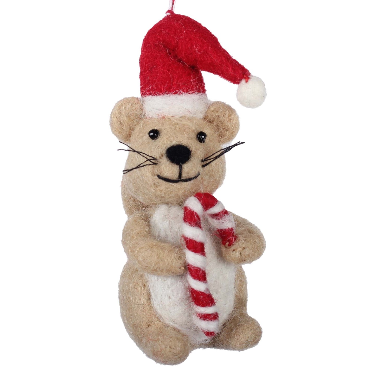 Squirrel and Candy Cane Felt Christmas Ornament