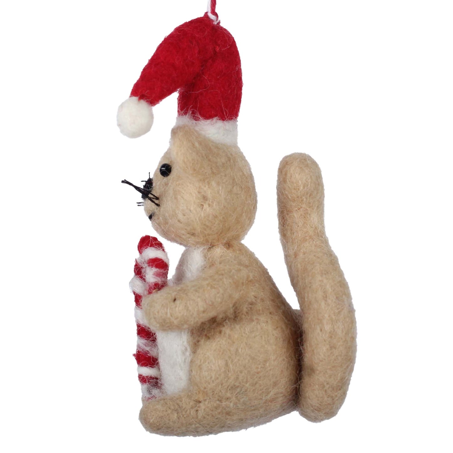 Squirrel and Candy Cane Felt Christmas Ornament