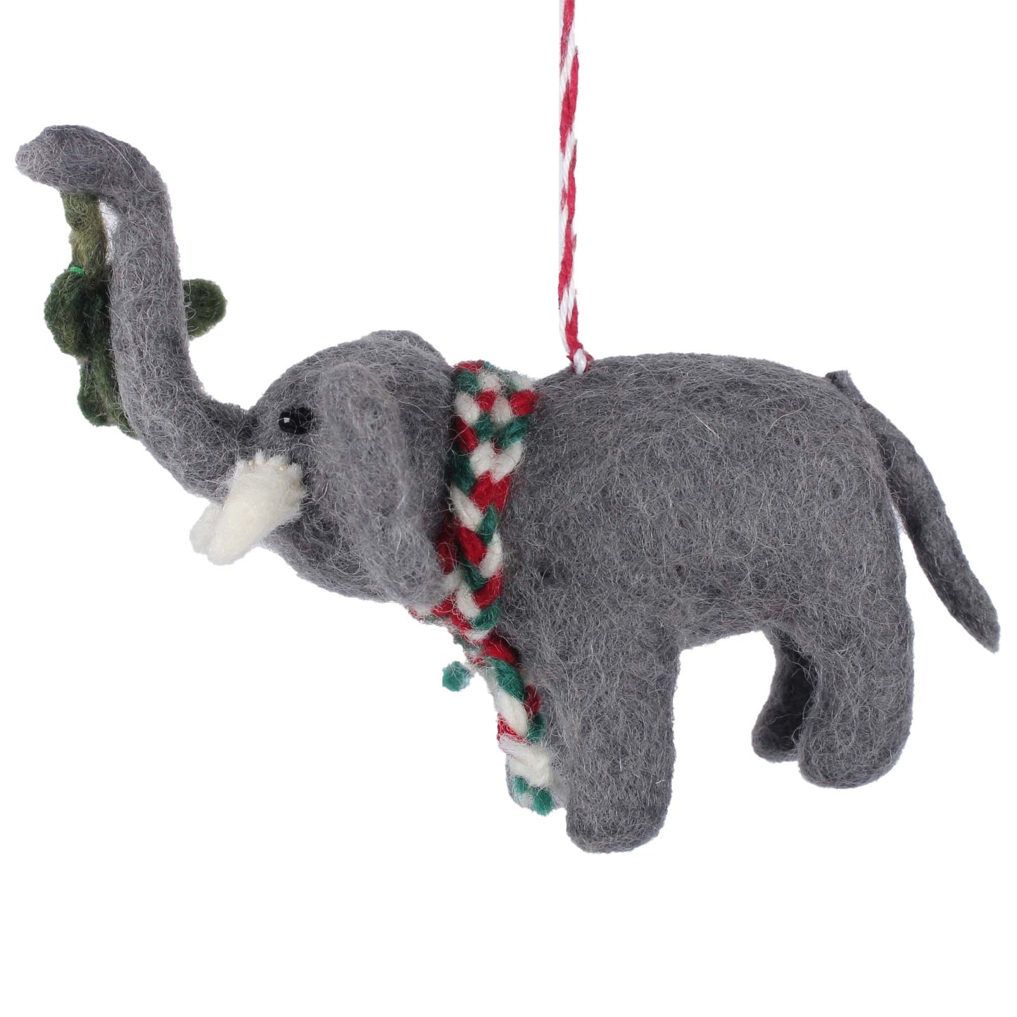 Elephant and Misletoe Felt Christmas Ornament
