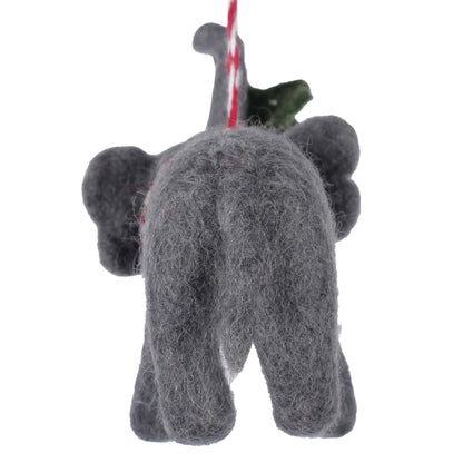 Elephant and Misletoe Felt Christmas Ornament