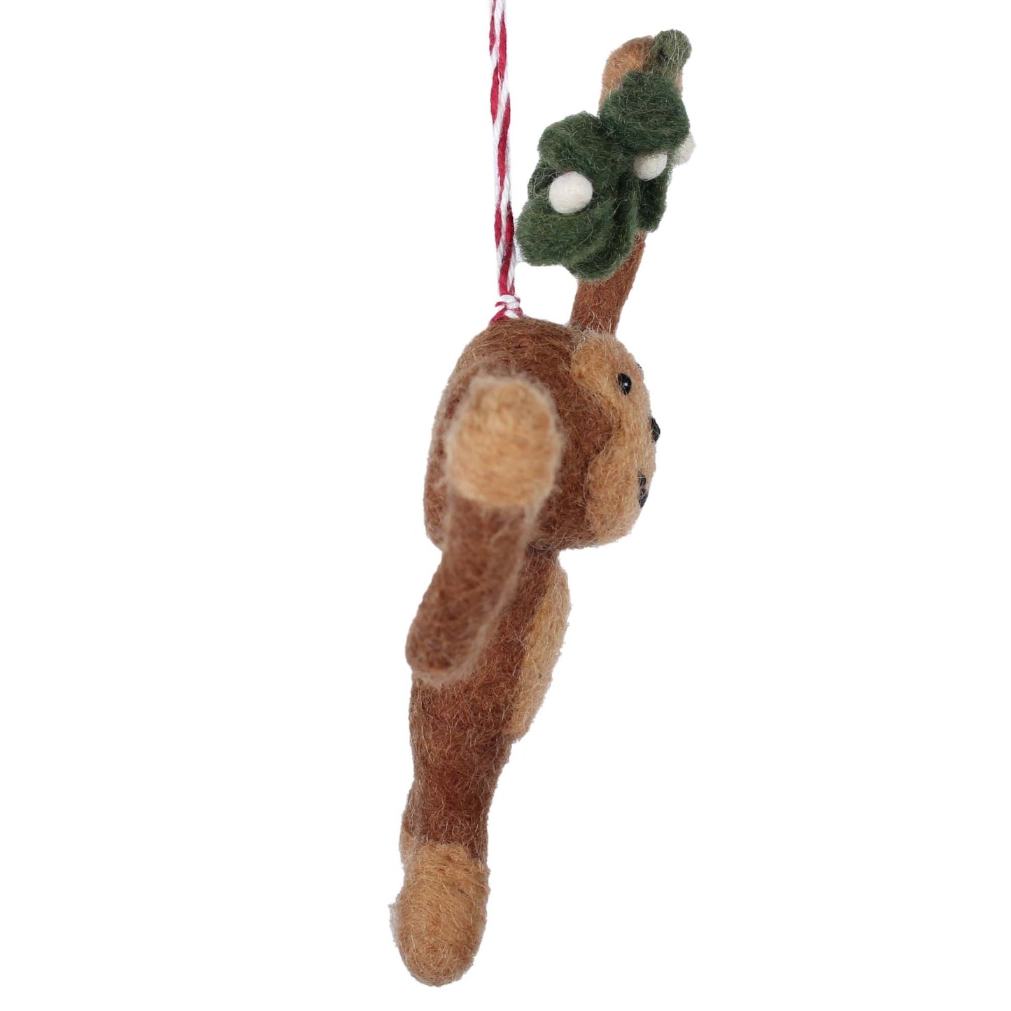 Monkey and Misletoe Felt Christmas Ornament