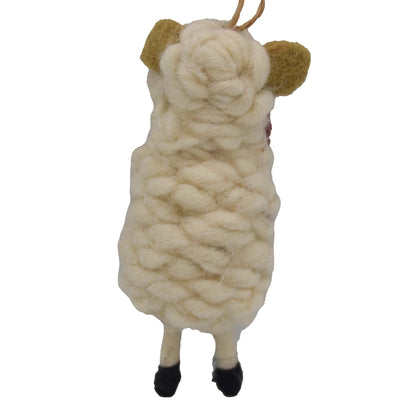Candy Cane Sheep Felt Ornament