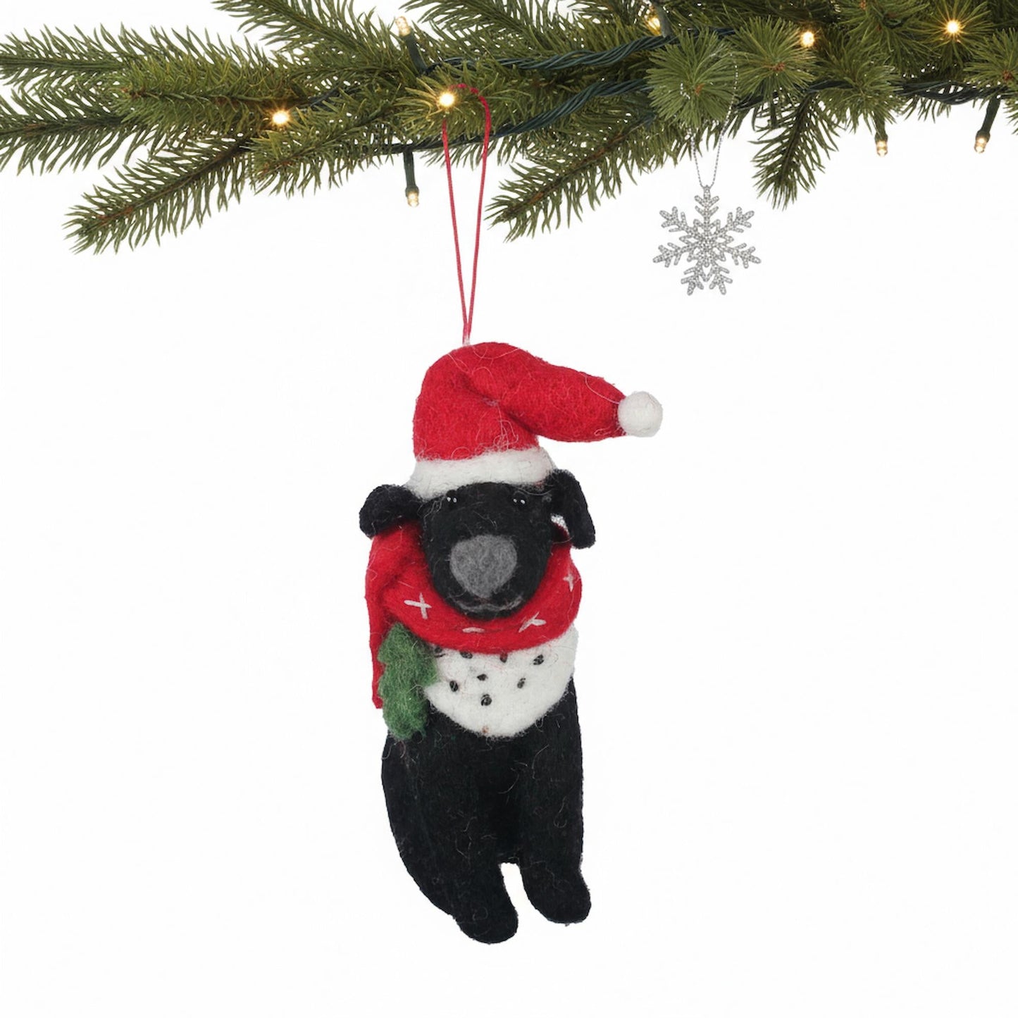 Big Dog Black Lab Felt Christmas Ornament