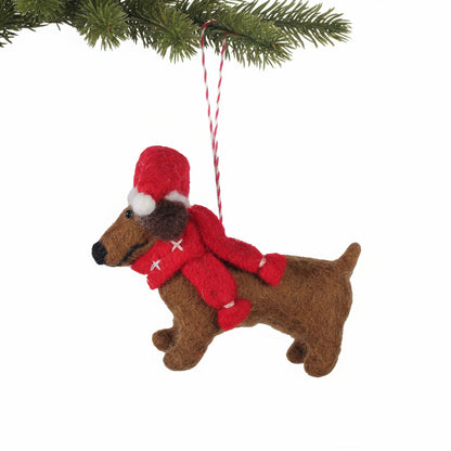 Big Dog Daschund Felt Christmas Ornament