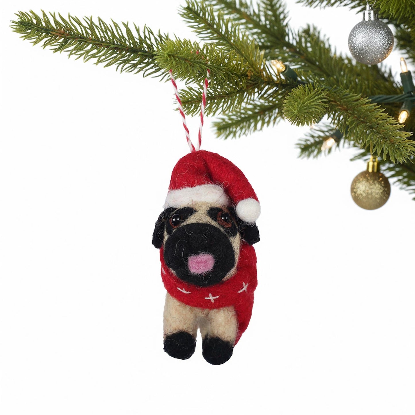 Big Dog Pug Felt Christmas Ornament