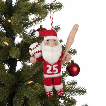 Coach Claus Baseball Felt Christmas Ornament