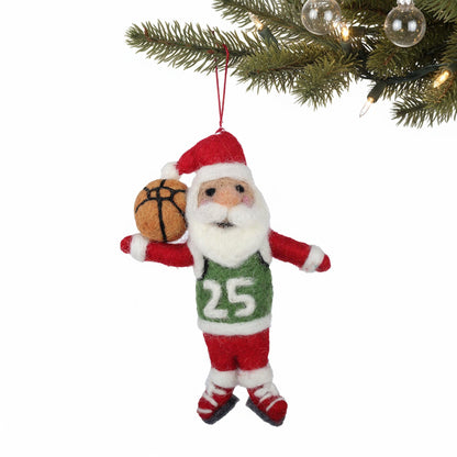 Coach Claus Basketball Felt Christmas Ornament