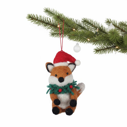 Fox and Wreath Felt Christmas Ornament