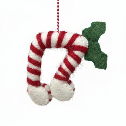 Candy Cane 8th Notes Felt Ornament