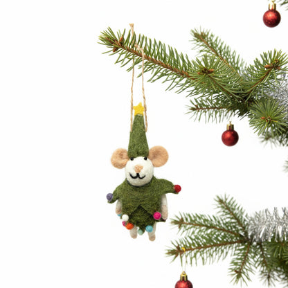 Christmas Spirit Mouse Felt Ornament