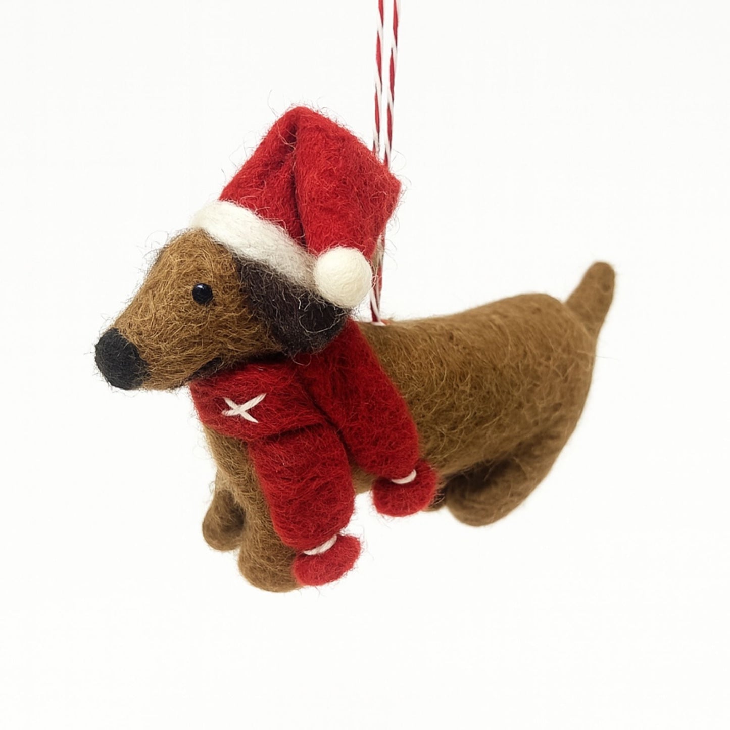 Big Dog Daschund Felt Christmas Ornament