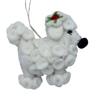 Poodle Dog Handmade Felt Ornaments, Set of 2