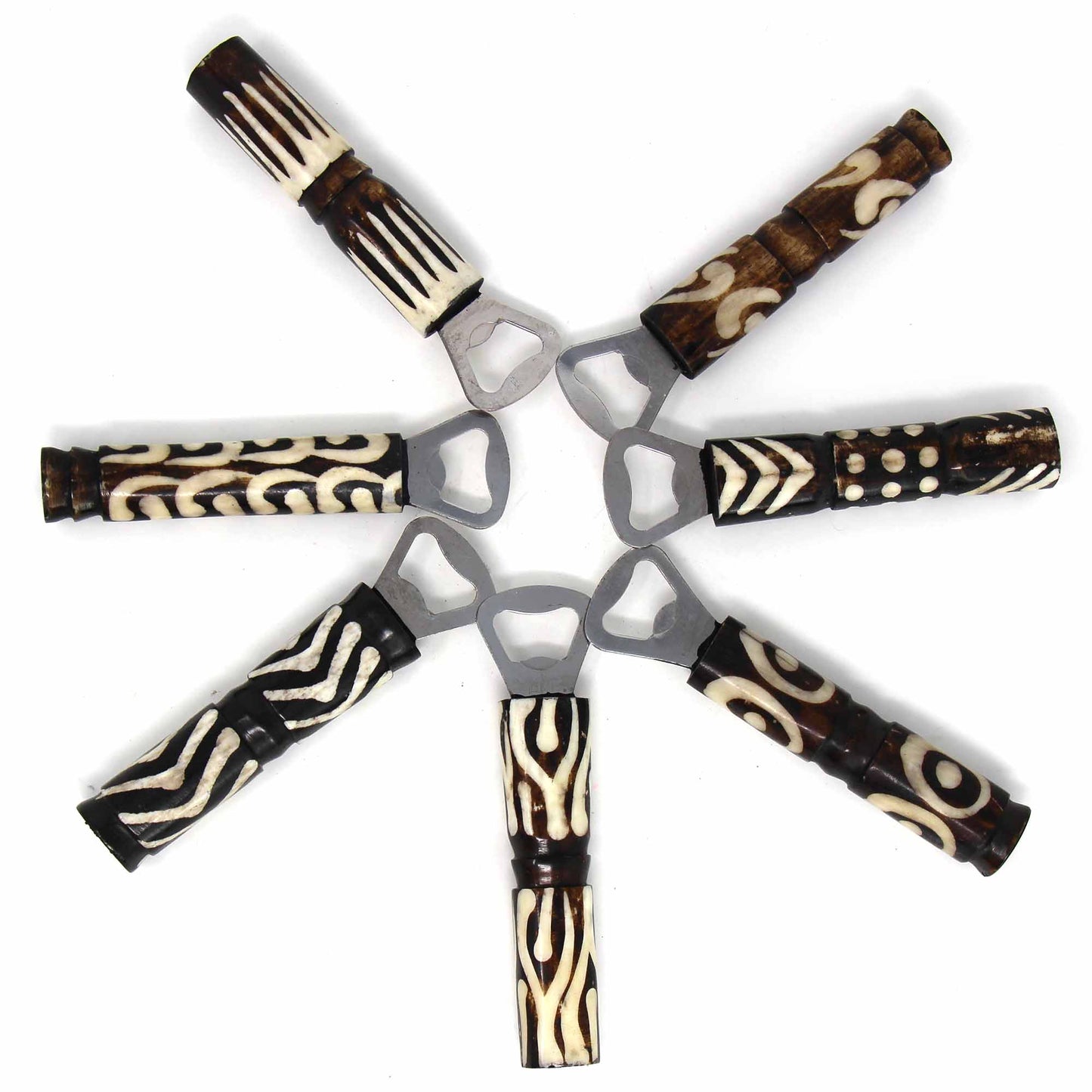 African Batik Bone Bottle Opener, Mixed Designs