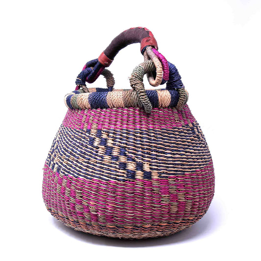 Small Bolga Pot Basket - Mixed Colors