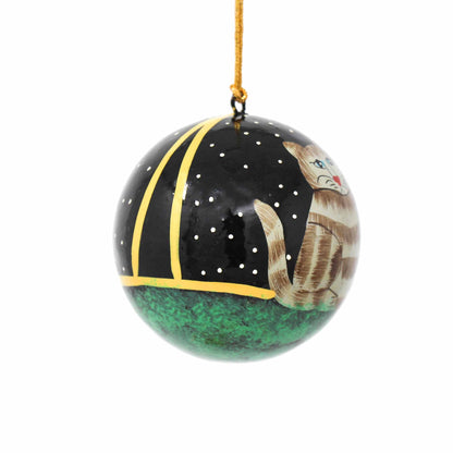 Handpainted Cat Ornaments, Set of 2