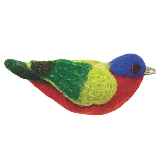 Felt Bird Garden Ornament - Painted Bunting - Wild Woolies (G)