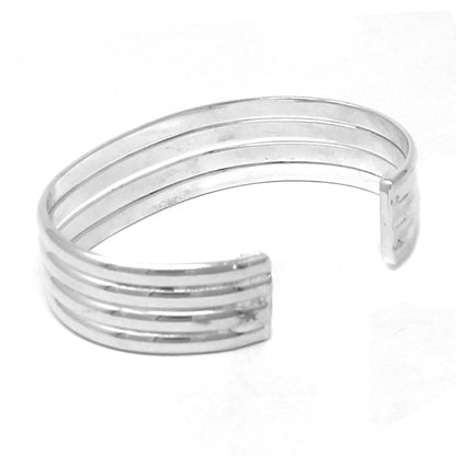 Bracelet manchette superposé en argent alpaga - Conception à quatre barres