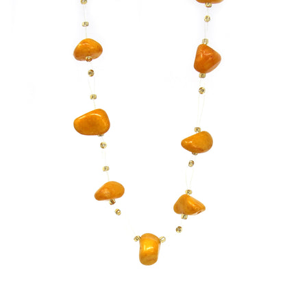 Collier de pierres flottantes et de perles Massaï, épice de citrouille