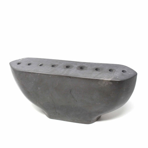 Menorah Noire en Pierre Stéatite - Smolart