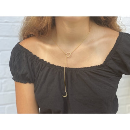 Crescent Moon Goldtone Pendant Necklace