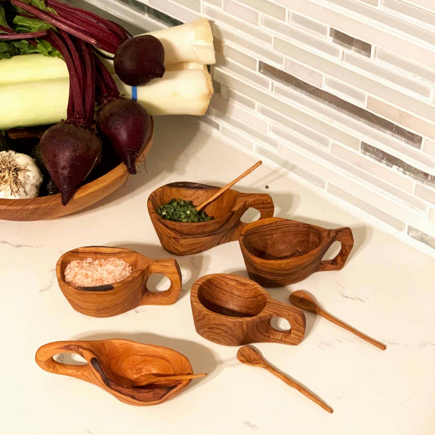 Genvundet Olive Wood Salt Pot - Kahero Farm - Kenya