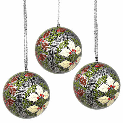 Handpainted Ornaments, Silver Chinar Leaves - Pack of 3