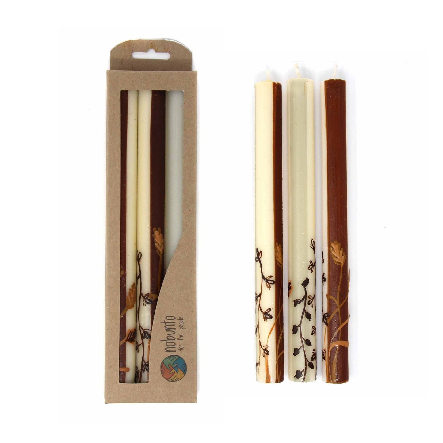 Grandes bougies peintes à la main - Trois en boîte - Kiwanja Design - Nobunto