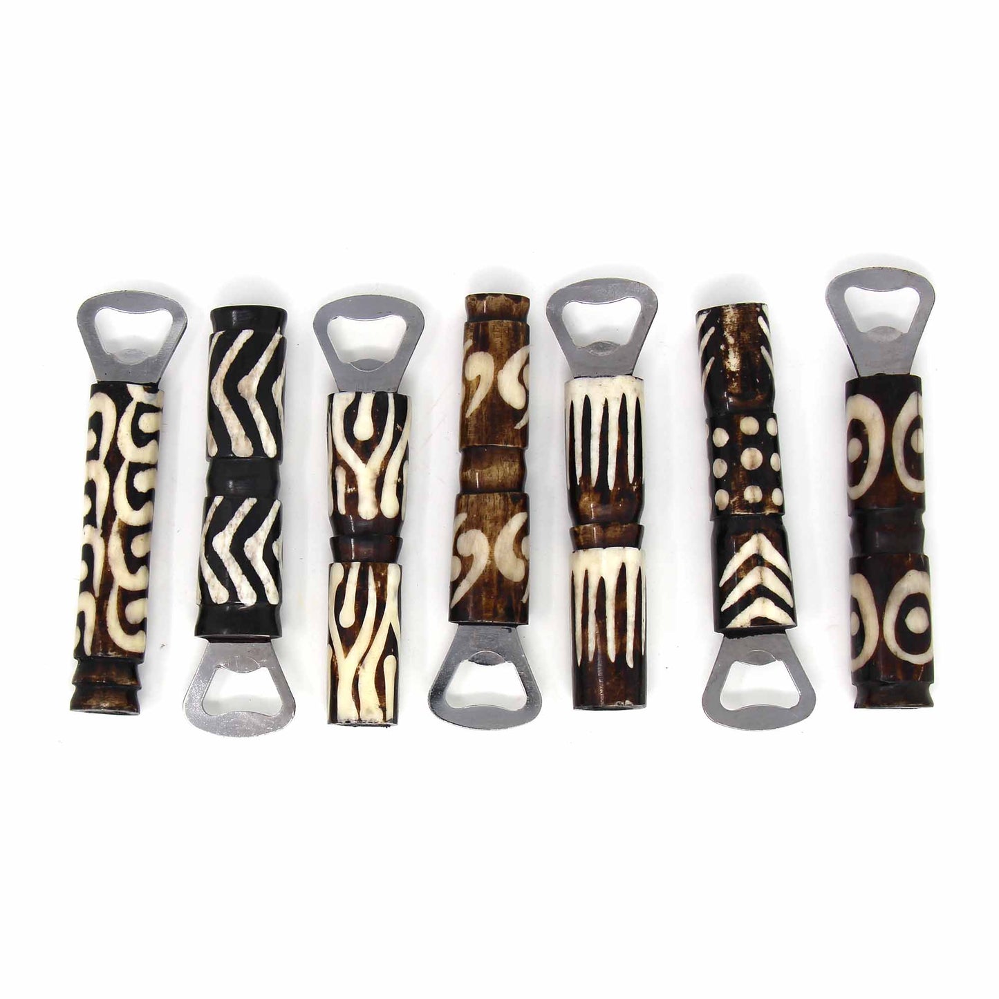 African Batik Bone Bottle Opener, Mixed Designs