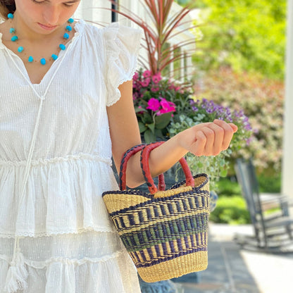 Bolga Tote, Neutrals med læderhåndtag - 14-tommer