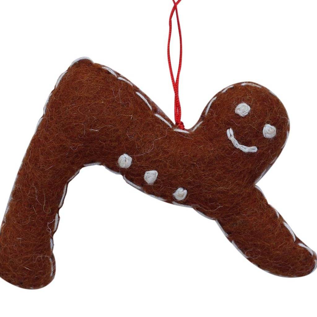 Gingerbread Yogi Filt Ornament - Nedadvendt hundestilling - Global Groove (H)