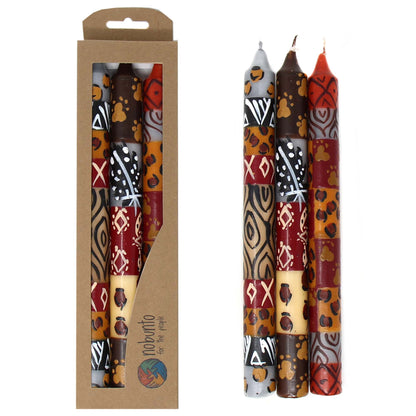 Ensemble de trois grandes bougies peintes à la main en boîte - Uzima Design - Nobunto