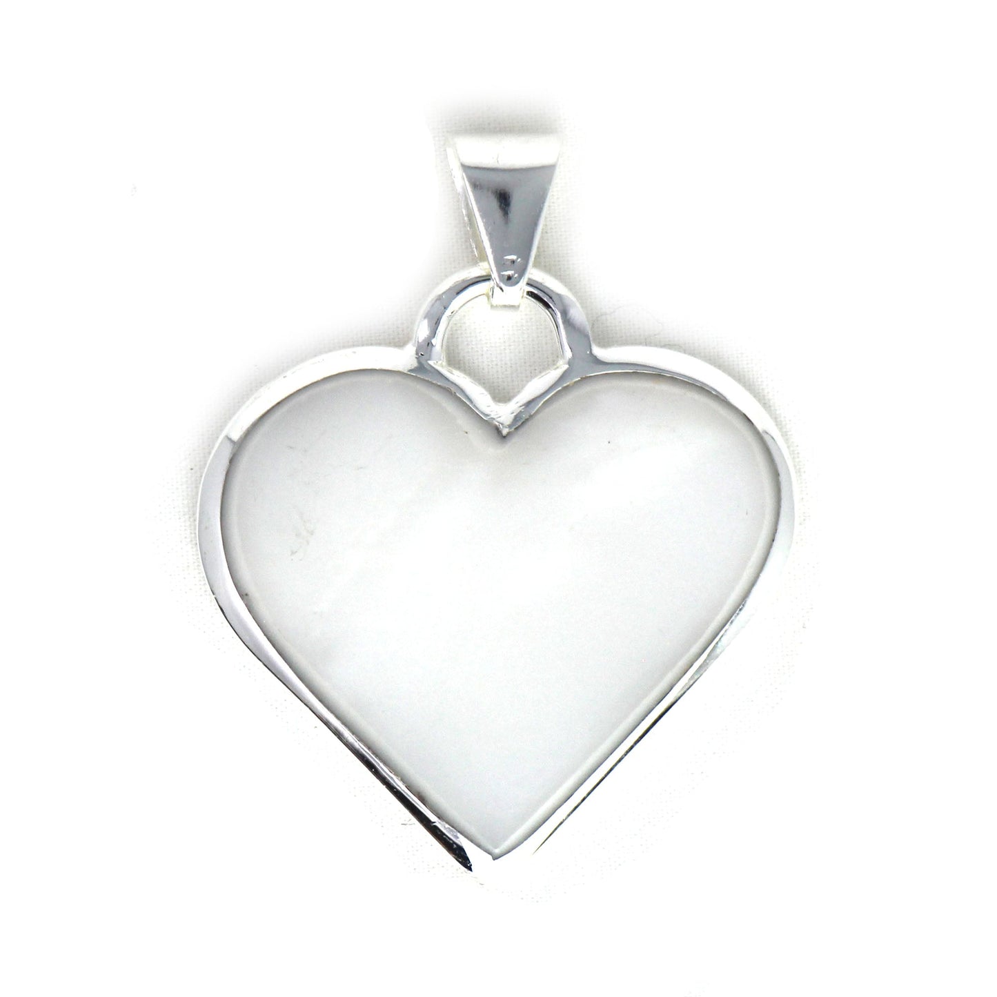 Corazon Blanco White Heart Pendant with Chain