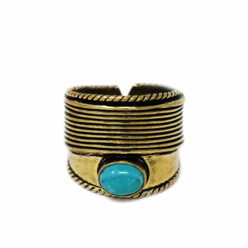 Bague en laiton réglable en pierre turquoise