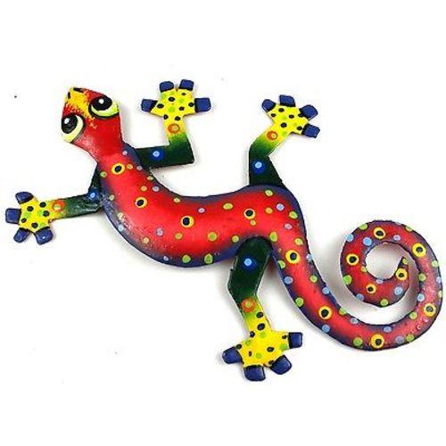 Gecko en métal à confettis rouges de huit pouces - Caribbean Craft