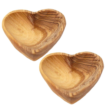 Petits Bols à Bijoux Coeur en Bois d'Olivier - Lot de 2