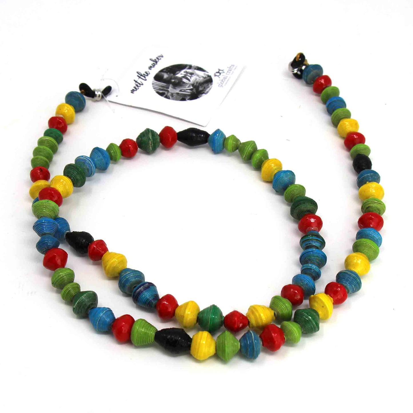 Face Mask/Eyeglass Paper Bead Chain, Colorful Round Beads