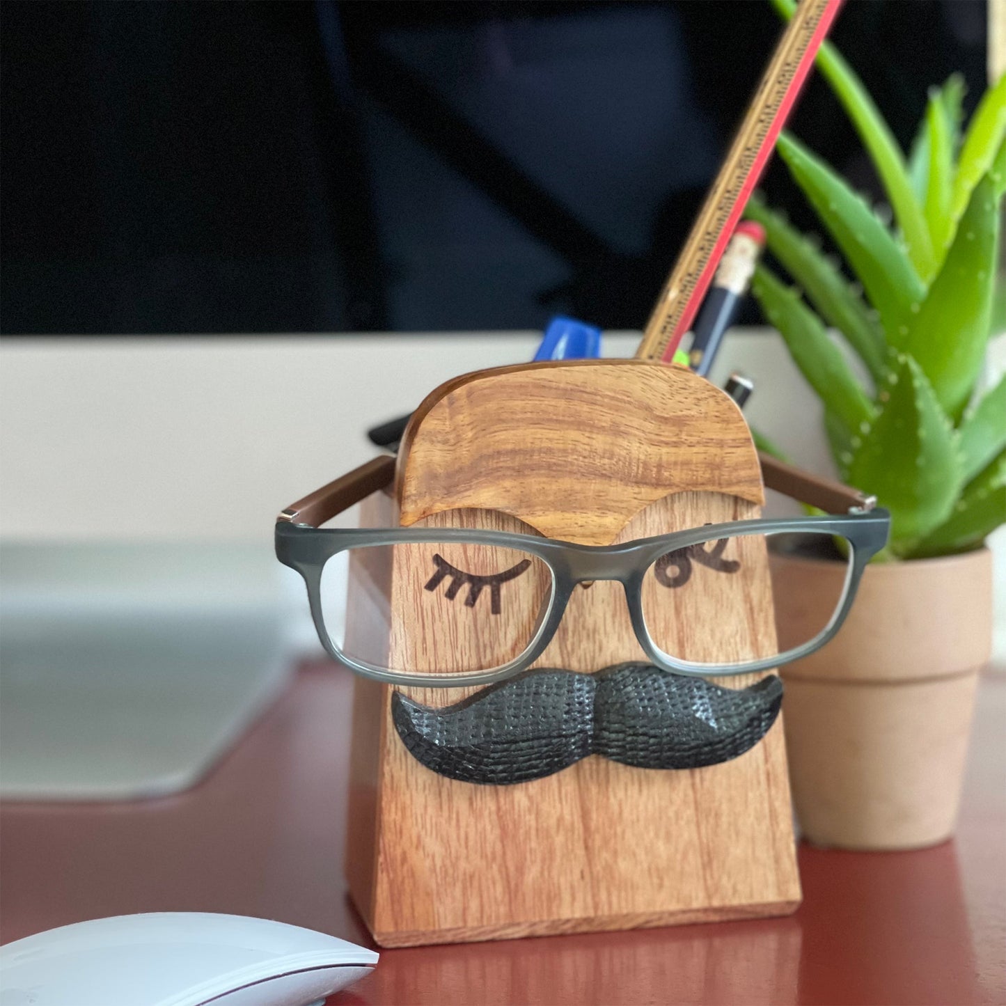 Moustache Eyeglass and Pen holder Combo