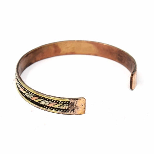 Copper and Brass Cuff Bracelet: Twist - DZI (J)