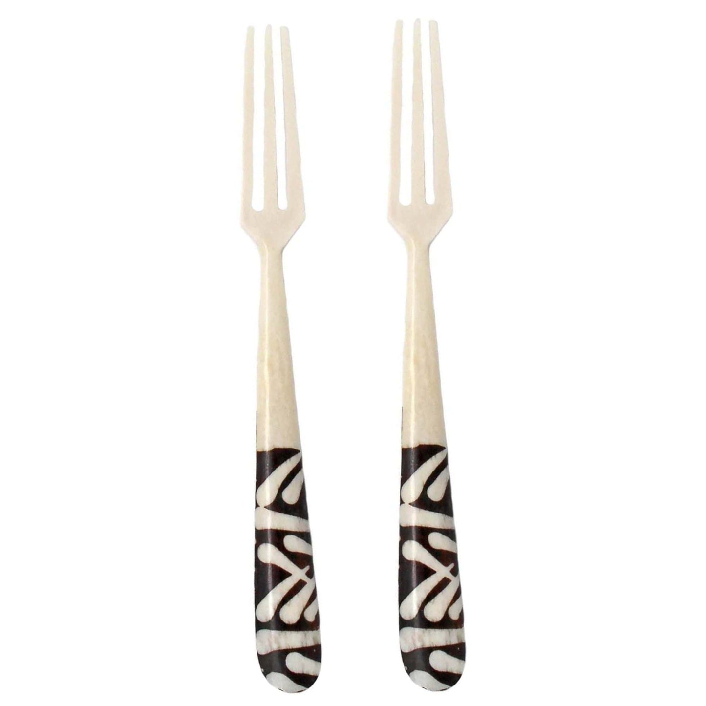 Long Batik Bone Appetizer Forks, Set of 2