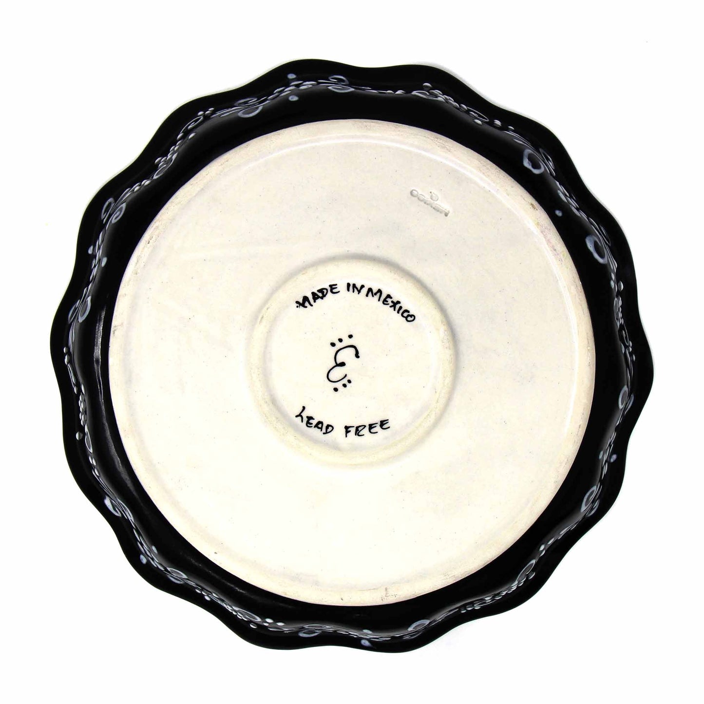 Plat de service en poterie fait main Encantada, noir et blanc