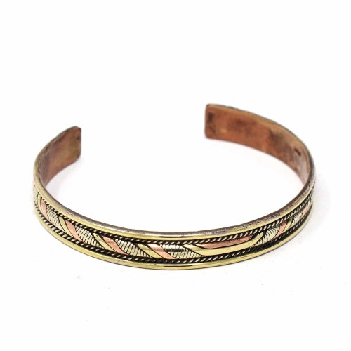 Copper and Brass Cuff Bracelet: Twist - DZI (J)